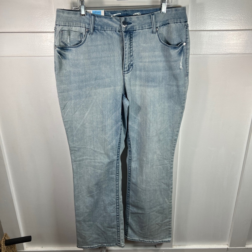 Seven7 Tummyless High Rise Bootcut Jeans Light Wash Plus Size 16W Slimming